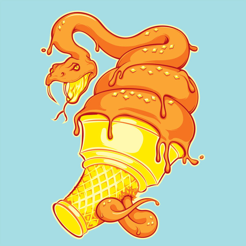 Snake Cream Cone Illustration